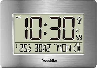 Youshiko Radio Controlled Wall Clock (Official UK Version) Large Screen LCD S... • £32.43