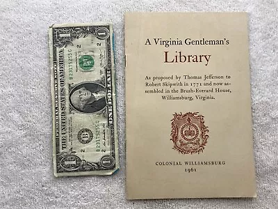 1961 A Virginia Gentleman’s Library As Proposed By Thomas Jefferson Vtg • $11.99