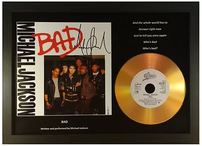 Michael Jackson 'bad' Signed Gold Cd Disc Display Collectable Memorabilia Gift • $22.39