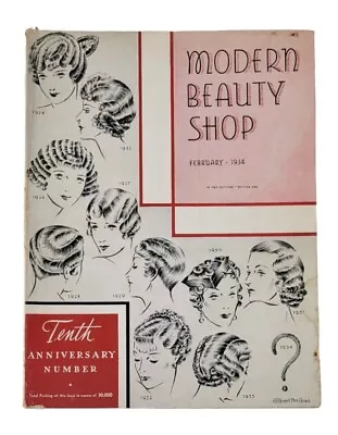 Vintage February 1934 Modern Beauty Shop Magazine Hairstyles Beauty Trends Ads • $94.99