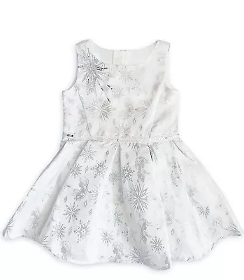 Girls Disney Frozen Fancy Dress Size 5/6 Anna And Elsa White And Silver • $25.95