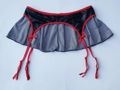 Body Rage Black And White Striped Skirt With Red Garters Large XL NEW Cosplay • $12.99