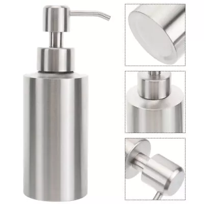  304 Stainless Liquid Bottle Hand Wash Pump Dispenser Steel Soap Kitchen Lotion • £11.89