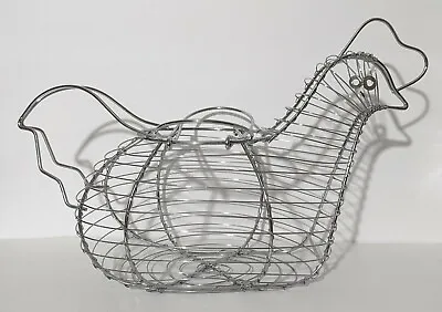 Chicken Hen Shaped Wire Egg Storage Easter Display Basket Holder Farm Kitchen • $18.95