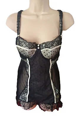 La Senza Chemise Babydoll Lingerie Size 18 Black Nude Push Up Underwired Padded • £17.99