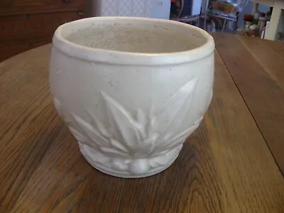 Vintage McCoy Stubby Leaf 6 1/2  Cream Color Jardiniere Good Condition • $50