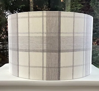 Lampshade Laura Ashley Highland Check Dove Grey Drum Table Ceiling HANDMADE • £50