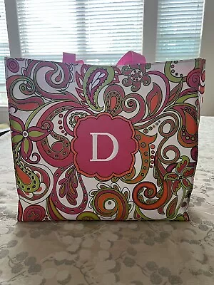 Single Initial Letter Monogrammed D Embroidered Canvas Beach Shopping Tote Bag • $16.50