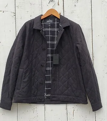 Bonobos Quilted Jacket Pea Coat Mens Sz L Cotton / Wool Charcoal Gray NEW • $210