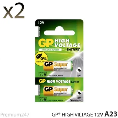 2 X GP A23 12V Super Alkaline Batteries MN21 23A LRV08 K23A E23 Door Bell Chime • £2.79