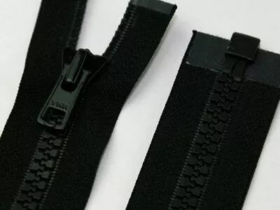 Extra Long Open End Black Chunky Zip 28 Inch 30 32 36 48 60..108  (YKK Sliders) • £15.50