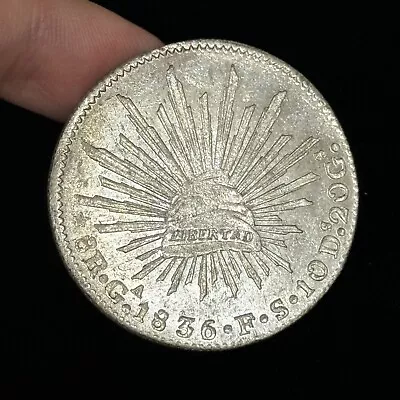 1836 Mexico Guadalajaro Mint FS First Republic Cap Rays Silver 8 Reales Coin • $46