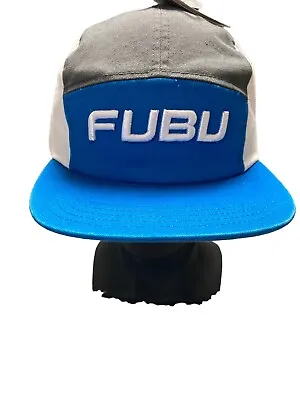 FUBU 5-Panel Hat Blue Colorblock Adjustable Sport Cap Casual Vintage Era Gray • $17.25