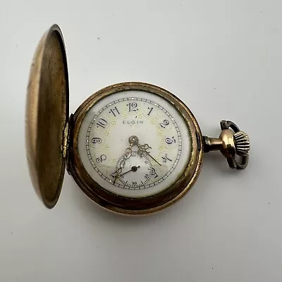 Antique Elgin Grade 320 Pocket Watch FANCY DIAL Gold Filled Case Dated 1907 • $9.99