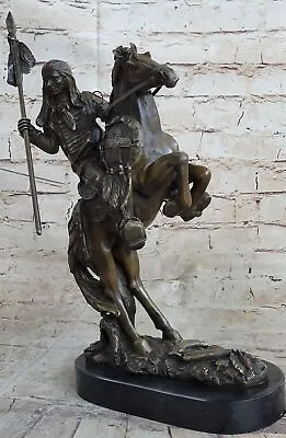 VINTAGE STYLE Bronze Metal INDIAN & HORSE Figurine Lost Wax Method Bronze Figure • $399.50