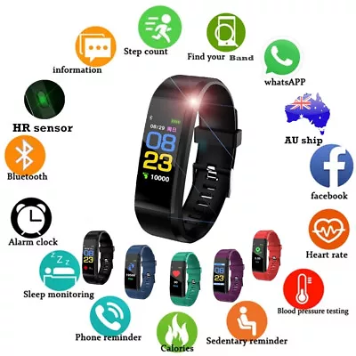 $11.99 • Buy Bluetooth Smart Bracelet Heart Rate Sleep Monitor Sport Watch Fitness Tracker AU