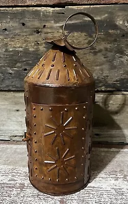 Punched Tin Rustic Primitive Lantern 17” Tall Candle Holder • $36.64