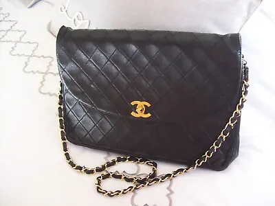 Vintage Chanel Single Flap Black Handbag. Gold Plated Hardware. • £1250