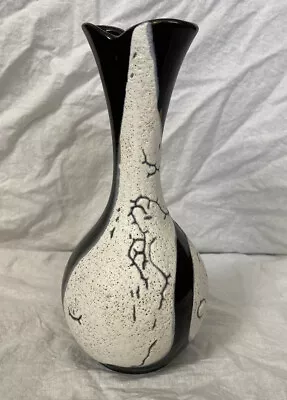 Vintage Lava Bone Glaze Black Royal Haeger USA Retro Vase No. 4001  8.5  60s? • $49.99