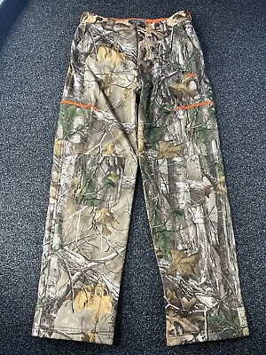 Cabelas Realtree Camo Pants 30 X 31 Orange Fleece Lined Soft Shell Hunting Wear • $33.02