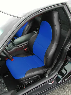 For Chevy Corvette C5 1997-2004 Black/blue Iggee Custom Full Set Seat Covers • $159