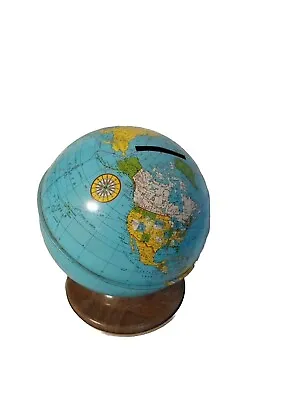 Vintage Ohio Art Company Tin World Globe Coin Piggy Bank • $16.99