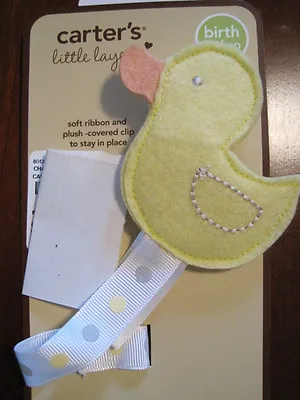 New NWT Carter Boy Girl Yellow Duck Polka Dot Ribbon Pacifier Clip  • $13.48