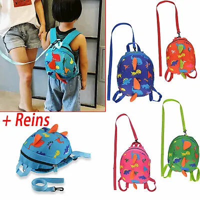 Cartoon Baby Toddler Kids Dinosaur Safety Harness Strap Bag Backpack With Reins • £7.99