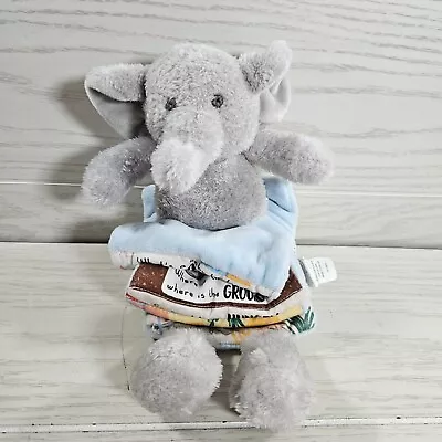 Mud Pie Reading Pals Blue Gray Elephant Plush Soft Book Lovey Baby Mudpie • $6.99