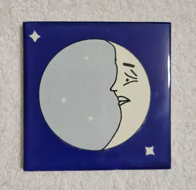 Glossy  Blue Crescent Moon  Mexican Talavera Ceramic Tiles 4 X 4 • $5.75