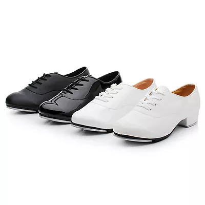 Men Dancing Shoes Tap Dance Shoes Faux Leather Anti-Slip Soles Durable • £39.32