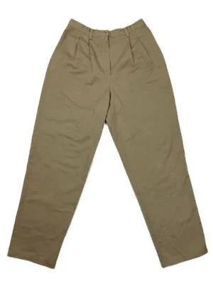 Vintage Khaki High Waist Pleated Trouser Pants Straight Leg Size 12 • $15