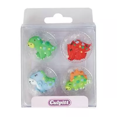 Edible Cake Decoration Dinosaurs Pipings 12 Piece Sugar Cupcake Topper • £3.04