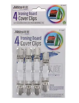 4PK Ironing Board Cover Clips Set Elastic Straps Laundry Brace Bed Sheets • £2.89