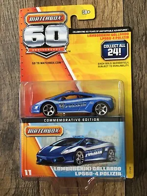 New Sealed Matchbox 1/64 60th  Anniversary Lamborghini Gallardo LP560-4 Polizia • $10