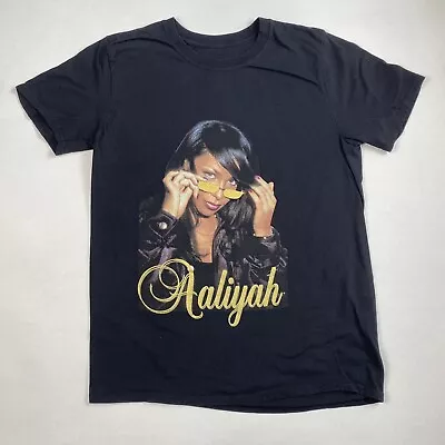 Aaliyah Womens Size Medium Black Shirt 100% Cotton Graphic • £4.80