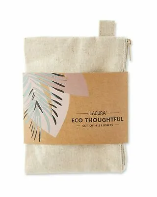 Xmas Make Up Set Of 4 Brushes Vegan Lacura Eco Thoughtful Hair Jute Cotton Bag  • £5.99
