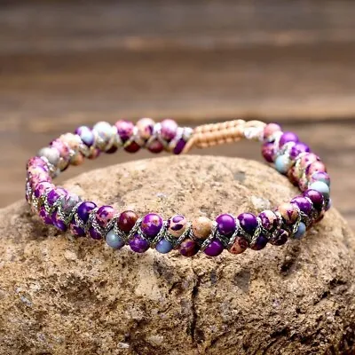 Natural Galaxy Sea Sediment Hand-woven Braided Healing Reiki Men Women Bracelet • $12.50