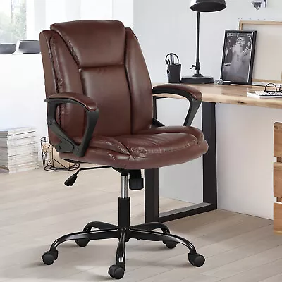 Adjustable Features Mid Back Executive Computer Chair Home Office Chair Brown • $74.99