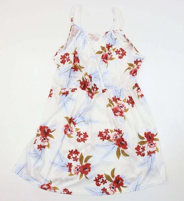 £8 • Buy Preworn Womens White Fair Isle Cotton Tank Dress Size 4XL V-Neck