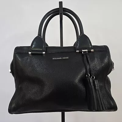 Michael Kors Satchel Large Black Pebbled Leather Double Handle  12  X 8  X 6  • $30