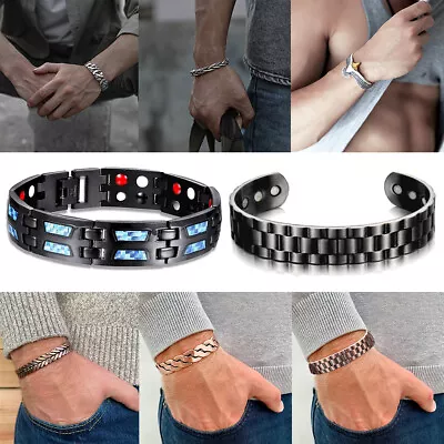 Hot Men Copper Magnetic Bracelets Cuff Healing Therapy Arthritis Bangle Jewelry • $9.99