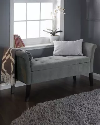 £139.99 • Buy Fabric Upholstered Storage Bench Bed End Window Seat Bedroom Living Room Grey