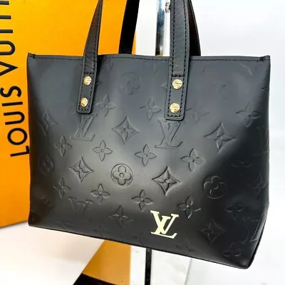 Louis Vuitton Monogram Black Leather Tote Bag AM325 • $545