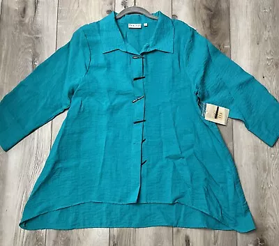Habitat Clothes To Live In Lagenlook Button Down Shirt Jacket Green Size Xl New • $39.99