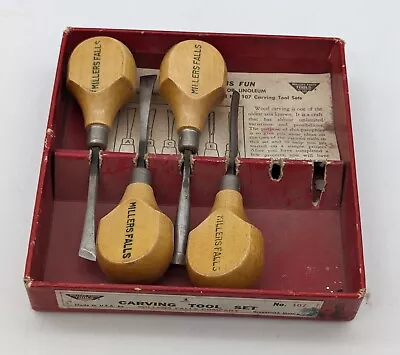 Vtg Millers Falls #107 Carving Tool Set USA 4 Chisels • $29.99