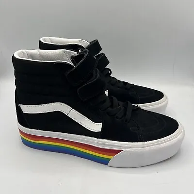 Vans Rainbow Sk8-Hi V Platform Shoes Women's Size 7 NEW Black Double Strap • $49.99