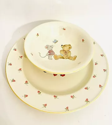 Vintage Mikasa TEDDY Children's Porcelain Dinnerware Plate And Bowl • $9.99