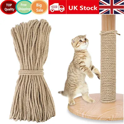 Natural Sisal Rope For Cat Scratching Post Tree Replacement Home Decor 6mm • £10.98