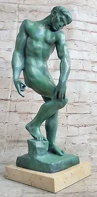 Classic Rodin Age Of Bronze Elegant Male Nude Figure Marble Statue Sculpture Art • $274.50